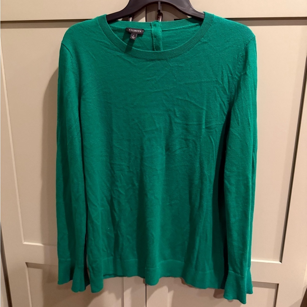 EUC Talbots Vibrant Green L/S Wool Blend Sweater SZ L